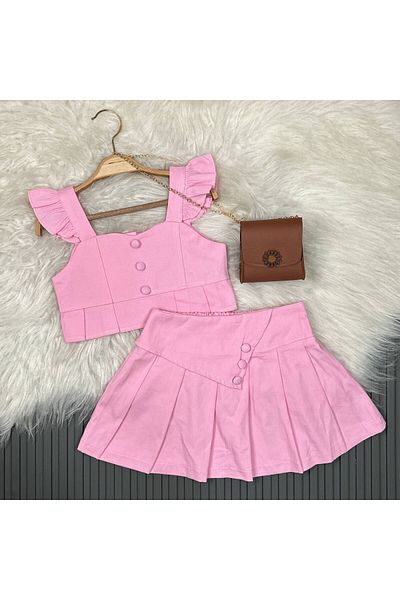Minigimin Cicileri Costum cu fuste roz și pliate pentru minicuțul meu