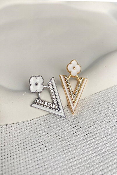 DEMOKAN Kadın Küpe Yonca V Model Küpe