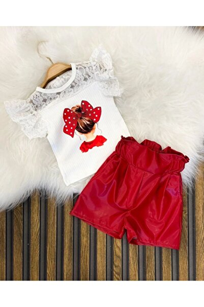 Minigimin Cicileri Moj mali crveni mini Koža letnji set za devojčice sa šorts...