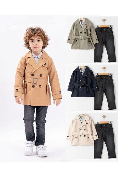 Minigimin Cicileri Комплект от 3 части за момче "My Little One's Trench Coat" - кафяв
