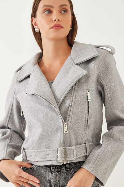 Bianco Lucci Gefütterte Damen-Kurzjacke mit Gürtel 60451001