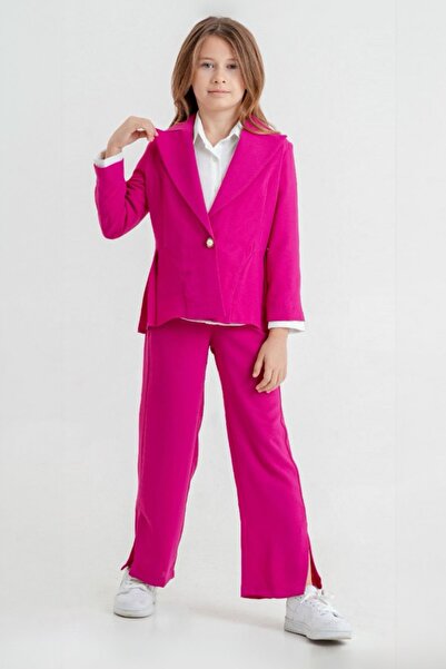 Minigimin Cicileri Miniğimin Cicileri Tarz Ceketli 3 Lü Pilise Kız Takım - Fuşya