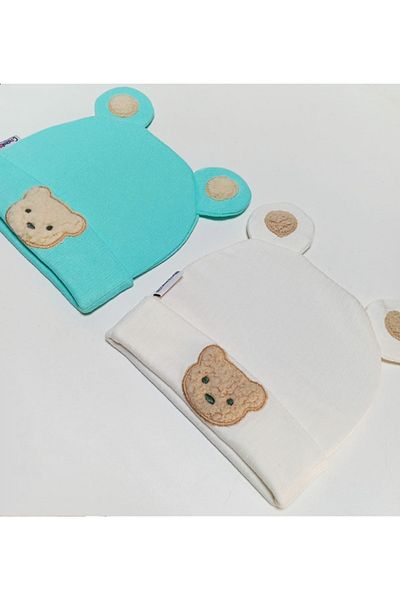 neocotton Cotton Striped Baby Beanie Teddy Bear - Knitted Combed Cotton