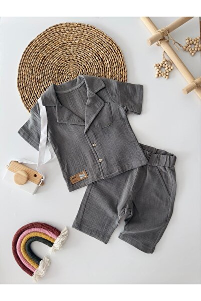 Minigimin Cicileri Set pantaloni scurți din bumbac pentru băieți - guler jach...