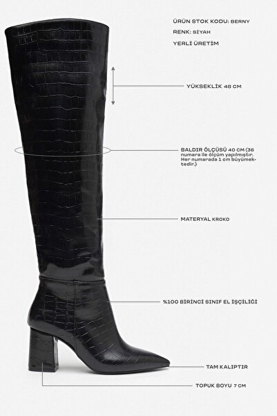 NİŞANTAŞI SHOES Dámské kozačky na podpatku Berny Black Pointed Toe