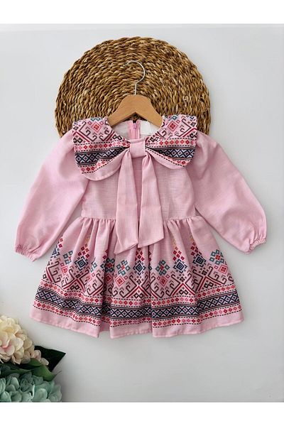 Minigimin Cicileri Rochie etnică din bumbac pentru fete - Imnele Miei, roz