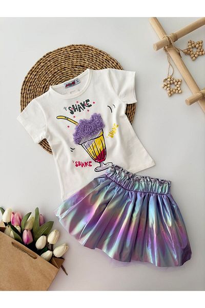 Minigimin Cicileri Lilac Hologram Girl's 2-Piece Set - Shake Printed