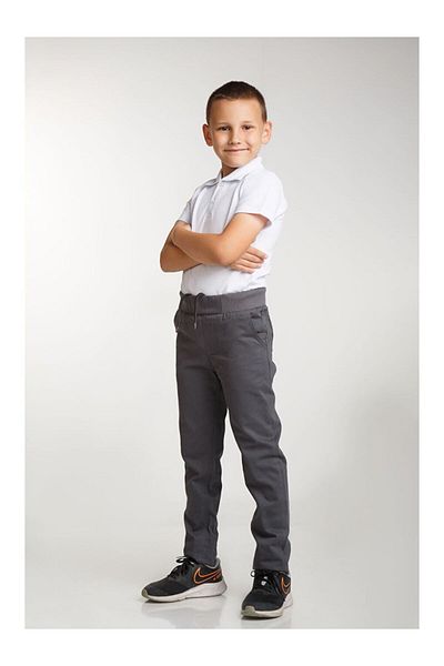 Minigimin Cicileri Unisex MyMiniCanvas School Pants - Elastic Waist, Straight Leg, Children, Smoked