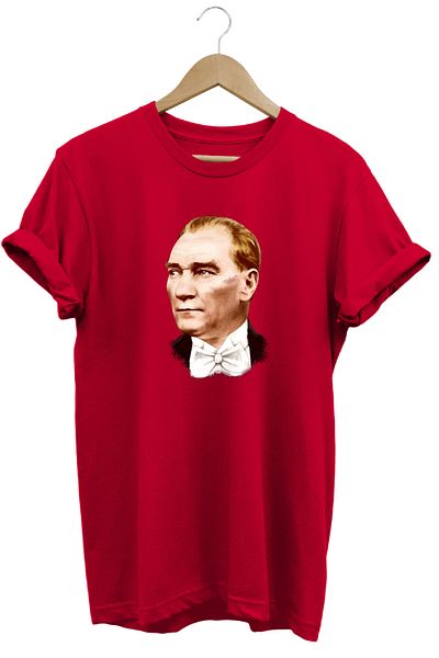 The Baski Ataturk Portrait October 29 Printed 100% Cotton Premium Red T-Shirt