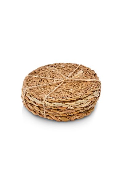 HOMİNG Homing Handmade Straw Coasters 6 Pieces