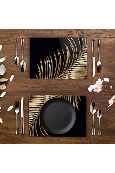 PoyKilArt Cam Supla Takımı Gold Yapraklar - Mutfak Dekorasyonu