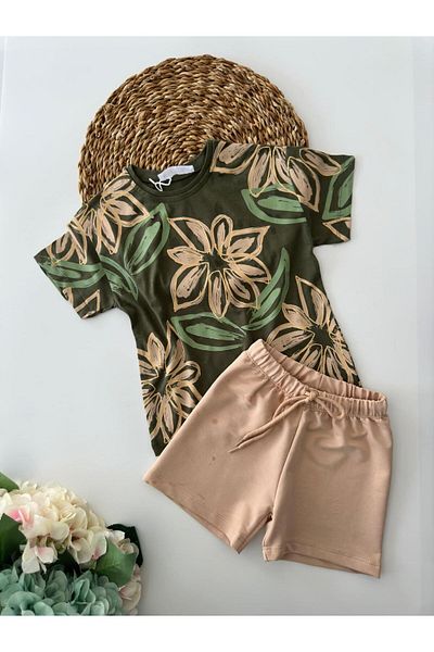Minigimin Cicileri Costum verde unisex din bumbac pieptănat - Pantaloni scurți cu model Fanny of My Mini