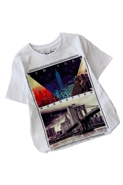 Minigimin Cicileri Tricou cu imprimeu Newyork pentru băieți - Pupicii lui Micul meu, alb