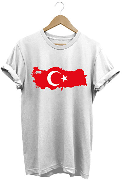 The Baski 29. oktobar Turska mapa Štampano 100% pamuk Premium bela majica