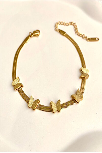 DEMOKAN Women's Steel Bracelet Italian Chain Butterfly Detail Bracelet