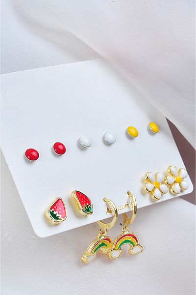 twingold Gold Color Rainbow - Daisy and Strawberry Design, Set of 12