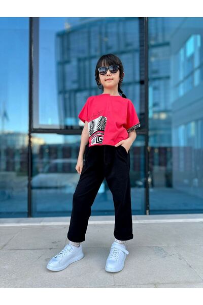 Minigimin Cicileri Сучасний дитячий комплект з пальмовим візерунком - футболк...