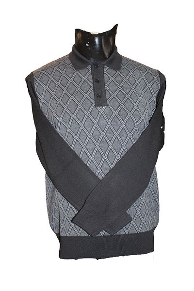 Nehir Men's Classic Steel Knitted Polo Collar Knitwear Sweater