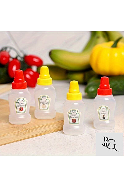 vesplast زجاجات صلصة صغيرة ومكونات مربى - 4 أكواب صلصة ملونة