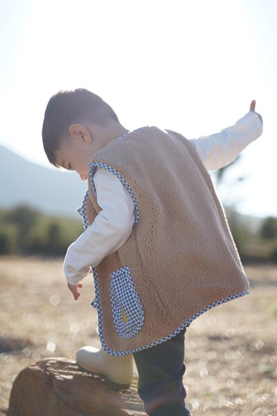 Kirazkids Pear Embroidered Brown Teddy Baby Kids Vest