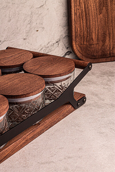 Snippy Milla Grade Round Glass Snack Bowl - Breakfast Glass with 10 Wooden Vacuum Trays 235 ml