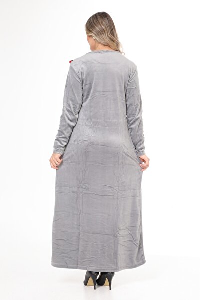 mervemoda Women's Long Sleeve Velvet Dress