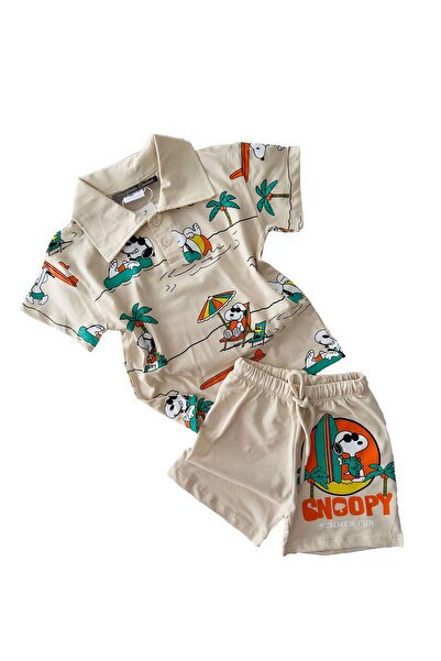 Minigimin Cicileri Boy's Snpy Surf Printed Collar Suit - Cream