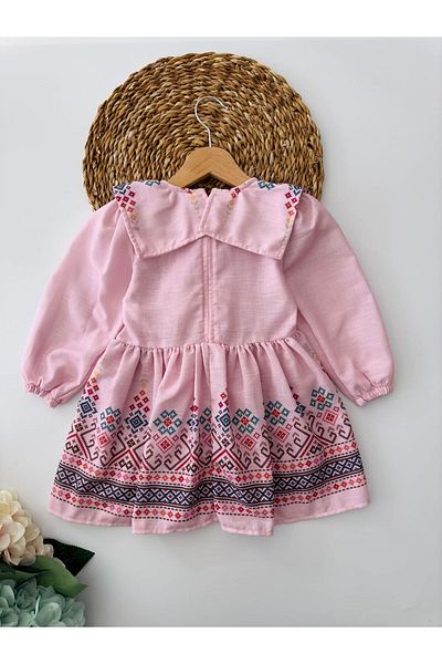 Minigimin Cicileri Rochie etnică din bumbac pentru fete - Imnele Miei, roz