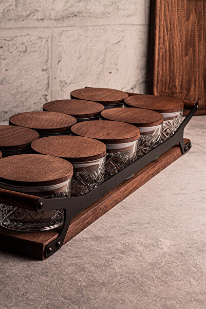 Snippy Milla Grade Round Glass Snack Bowl - Breakfast Glass with 10 Wooden Vacuum Trays 235 ml