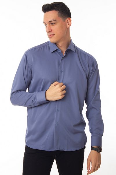 Dicotto Ανδρικό πουκάμισο Indigo Classic Cut Micro Fabric με μανικετόκουμπα - 190-5