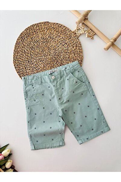 Minigimin Cicileri Capri de in pentru baieti - cu model palmier, verde apa