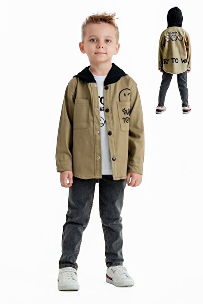 Minigimin Cicileri Smile Today 3 Boy's Linen Set - My Mini's Flowers, Khaki