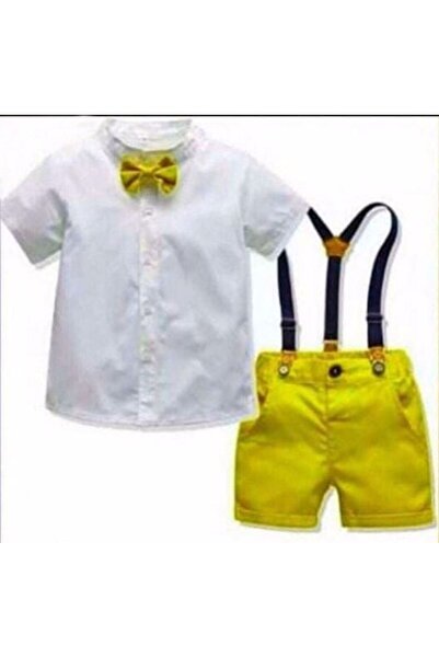 Minigimin Cicileri Set de pantaloni scurți de cămașă rochie galbenă cu imprim...