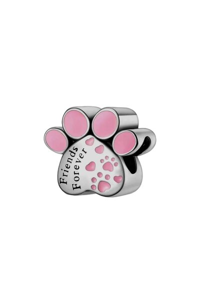 Defne Silver Paw Heart Charm