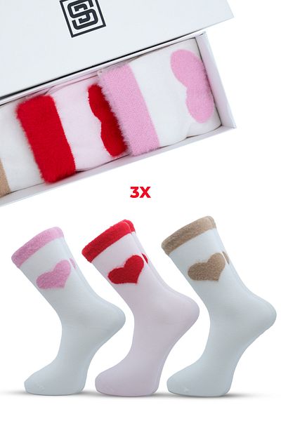 STOCALZE Bamboo Women's Socks - 3-Piece Boxed, Heart and Elastic
