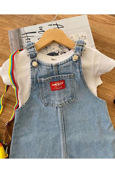 Minigimin Cicileri Mcky Jeans Salopet with Front Pocket Detail - Blue