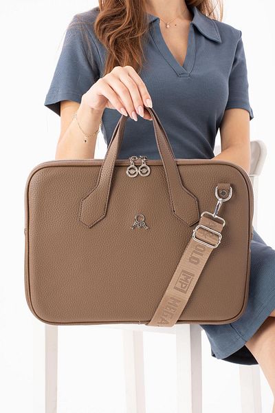 H&D COLLECTİON Μαλακή δερμάτινη θήκη για χαρτιά και φορητό υπολογιστή 14-15 ιντσών - με ιμάντα στήλης 631