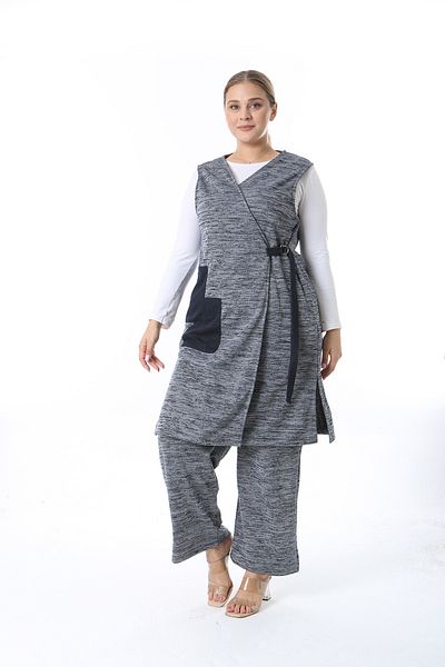 XL Modam Σετ Γυναικείο Γιλέκο και Παντελόνι Plus Size - Selik Fabric