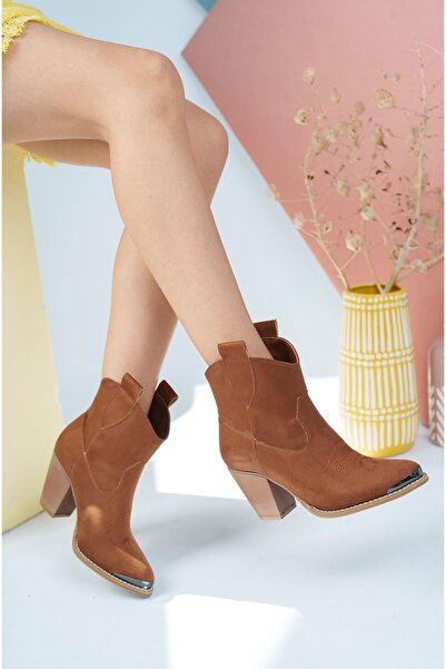 Jomoti Topuklu Taba Süet Kovboy Bot