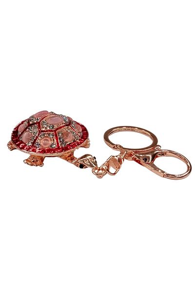 Dünyadan Hediyeler Red Turtle Keychain with Crystal Stones No.1