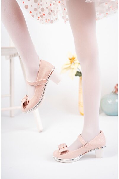 Genel Markalar Topuklu Fiyonklu Pudra Star Kız Çocuk Ayakkabı