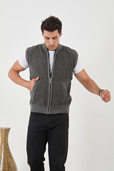 KMKkombin triko Yeni Sezon Erkek Orta Yaş ve Üzeri Triko Örgü Akrilik Fermuarlı Düz Model Baba Yelek