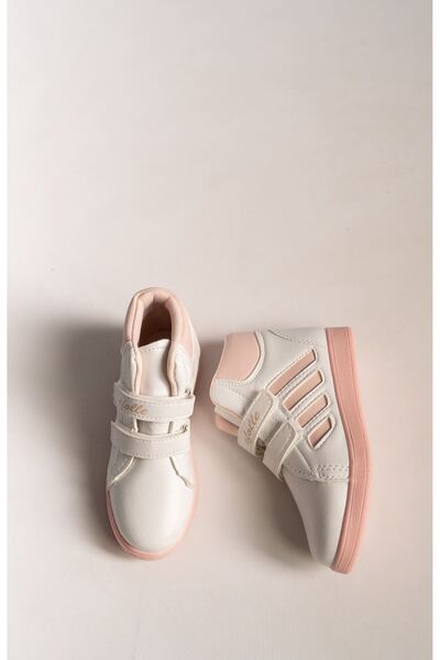 Jomoti Beyaz Yanı Pudra Şeritli Cırtlı Bot