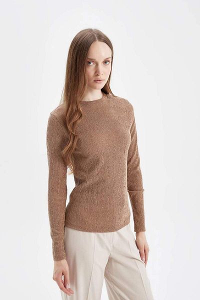 DeFacto Textured Crew Neck Wrinkled Tunic