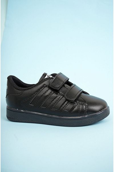 Jomoti Plain Black Striped Children's Sports Shoes
