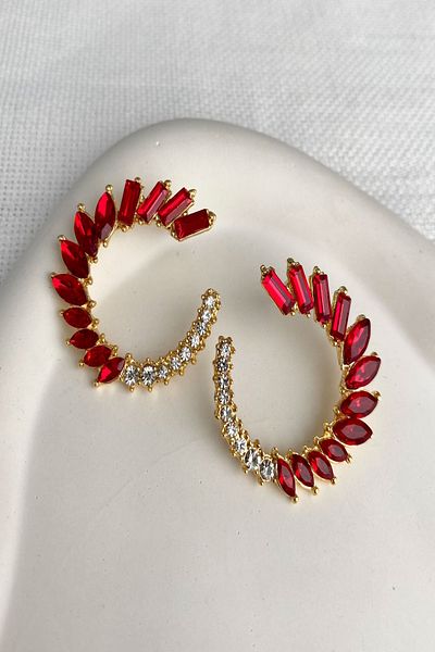 DEMOKAN Women's Earrings Special Design Colorful Zircon Stone Hera Model Earrings