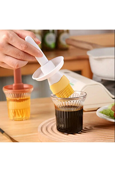 SYNOPE Oil Pot Jar with Lid Silicone Brush Practical Silicone Oil Egg Brush with Oil Pot Container