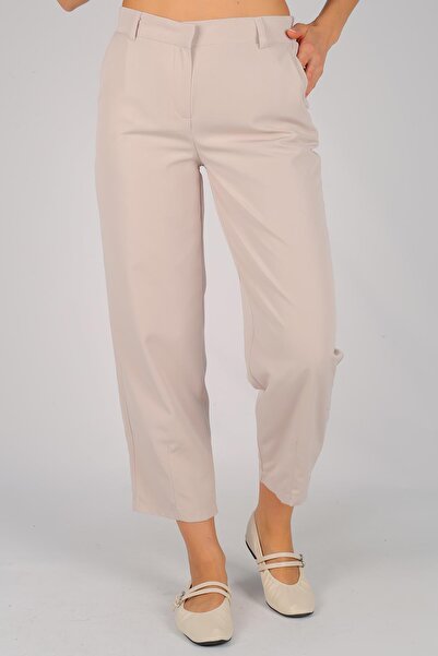 FACETTE Γυναικείο πέτρινο ελαστικό παντελόνι μέσης Atlas