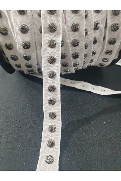ESRA ŞELEM Metal Detailed White Color Decorative Strip Sewing Accessory Clothing Hobby Applique