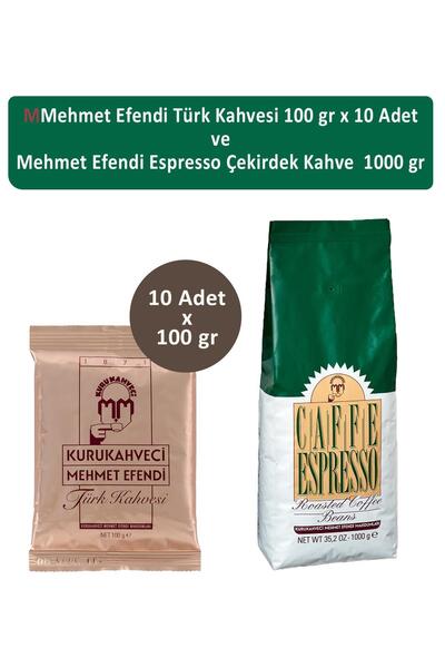 Mehmet Efendi Türk Kahvesi 100 gr x 10 Adet ve Mehmet Efendi Espresso Çekirde...